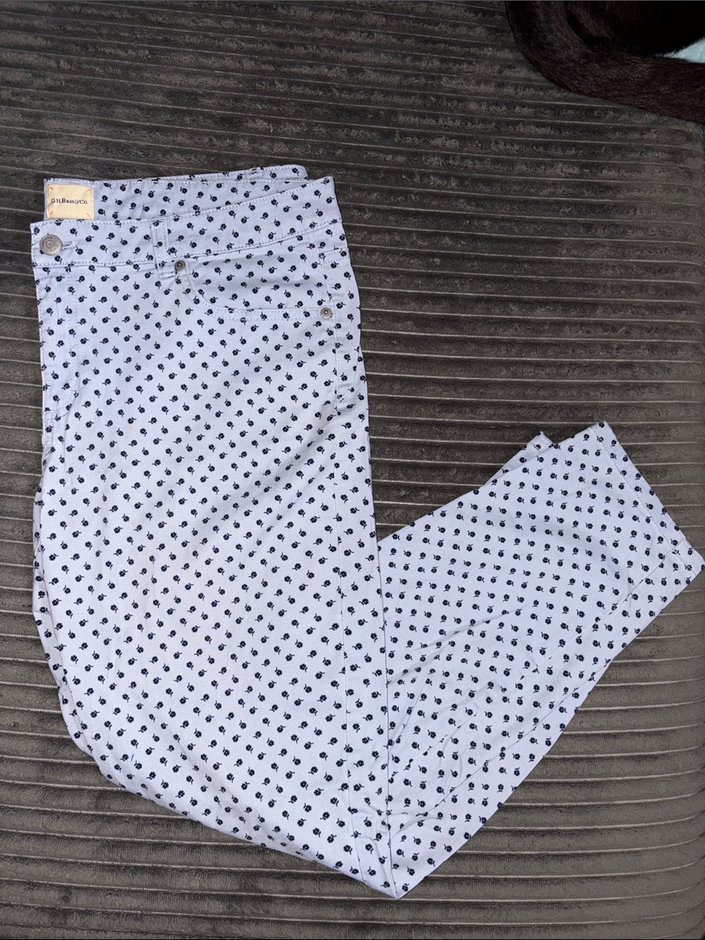 G.H. Bass & Co. Light Blue Skinny Jeans with Navy Flower Dot Print